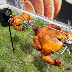 Camping barbecue fully automatic turn over grill outdoor stainless steel household rotary barbecue machine wholesale custom