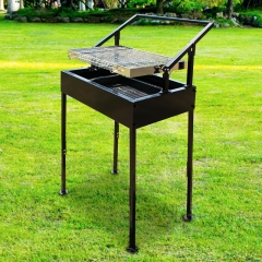 Outdoor flip stainless steel grill with extendable legs, camping barbecue grill
