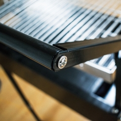 Outdoor flip stainless steel grill with extendable legs, camping barbecue grill