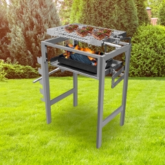 Outdoor Garden Camping Barbecue Stainless Steel Charcoal Box Lift Manual Flip 180 ° Barbecue Rack
