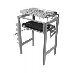 Outdoor Garden Camping Barbecue Stainless Steel Charcoal Box Lift Manual Flip 180 ° Barbecue Rack