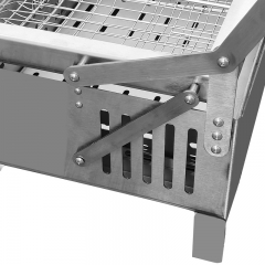 Portable outdoor camping stainless steel flip grill with barbecue clip