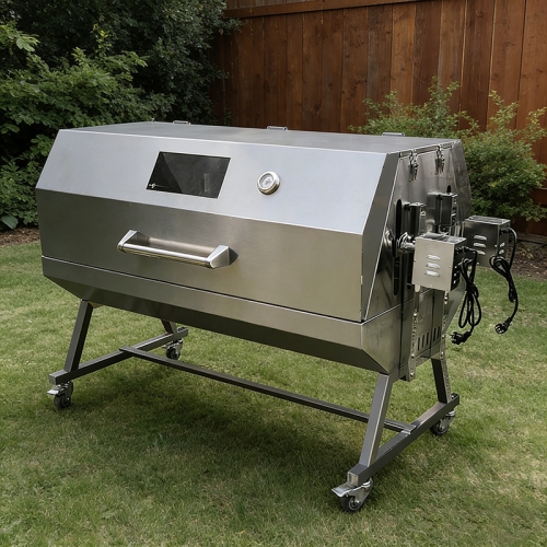 Double Location BBQ Spit Roaster Two Spit Grill Gas And Charcoal Pig Two Spit Roaster