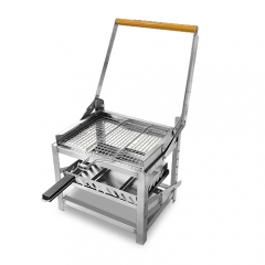 Outdoor camping stainless steel adjustable carbon fire height flip grill with mesh grill